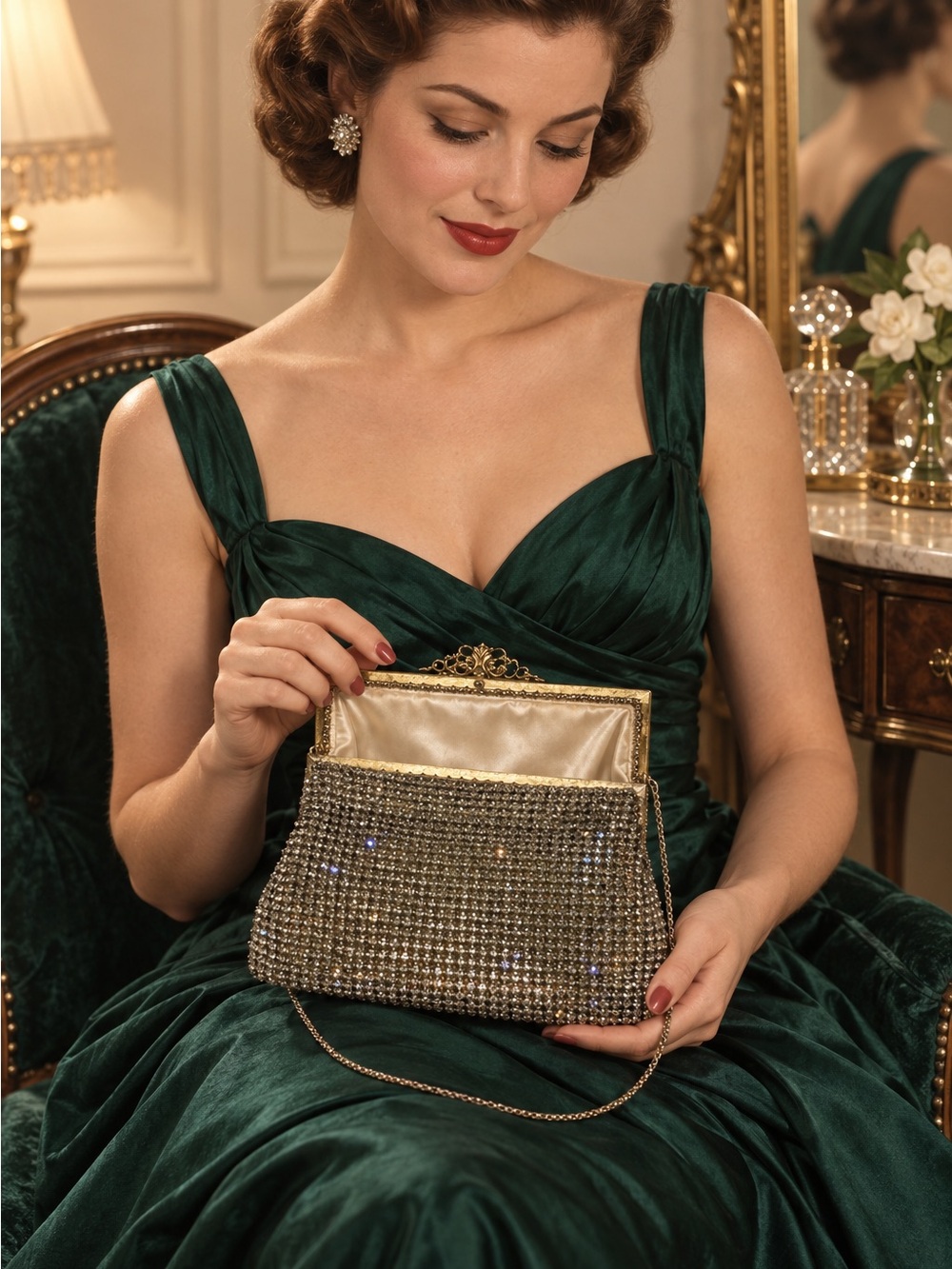 Judith Lieber Gold Crystal Evening Clutch - Elegant Women's Bag